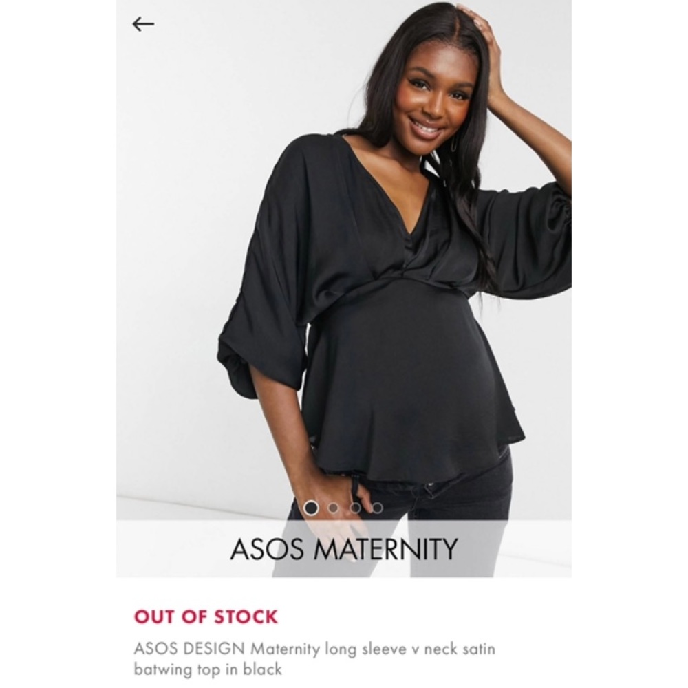 Faux Satin Maternity V Neck Top